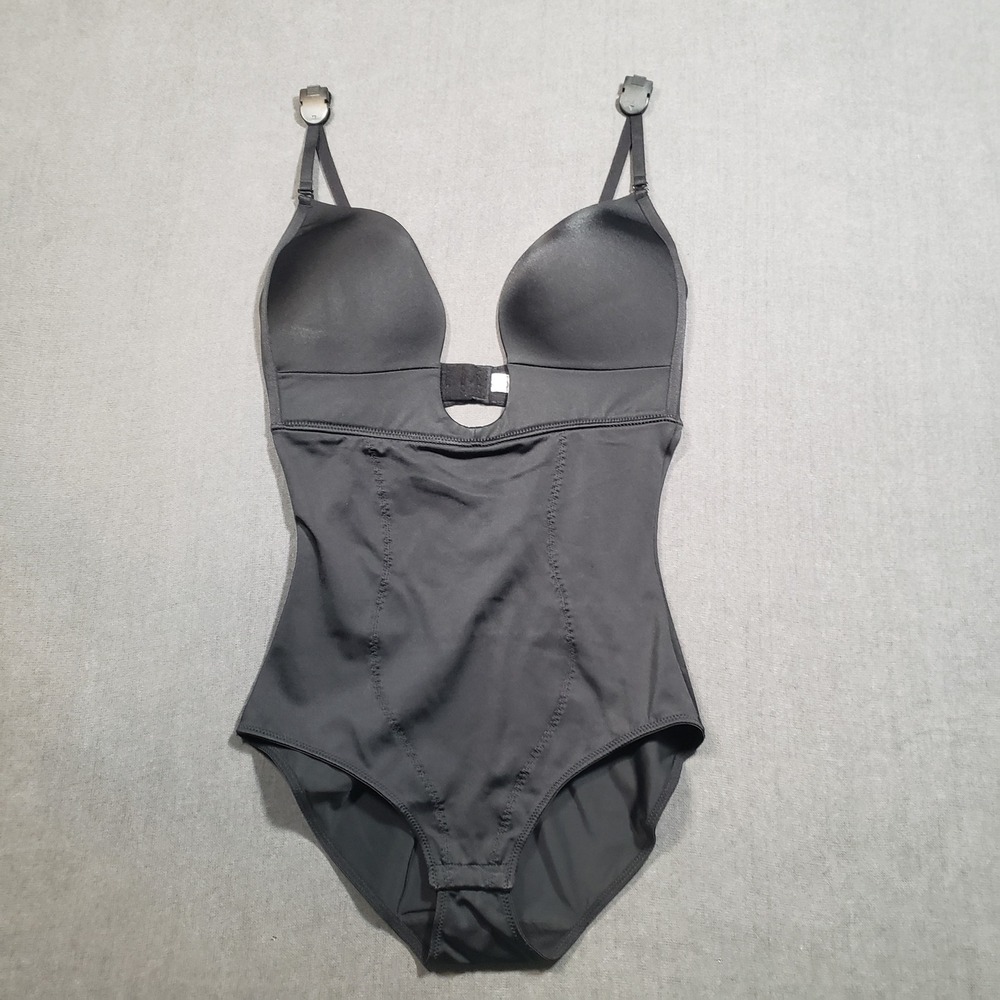 Target Shapewear Bodysuit Womens 14D Black Deep Plunge Padded Firm Control
